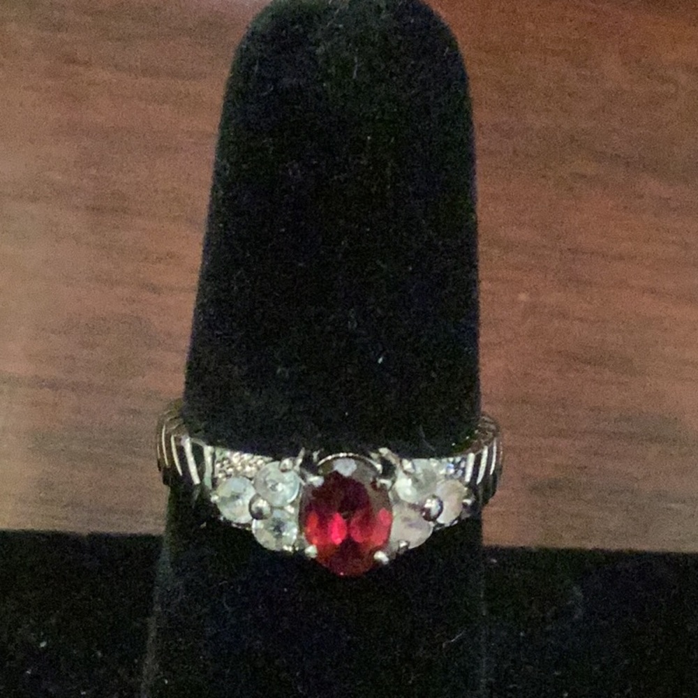 Garnet Silver Ring - image 1